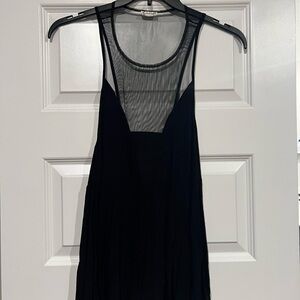 Free People Black Tank Top with Sheer Mesh Paneling Size Medium